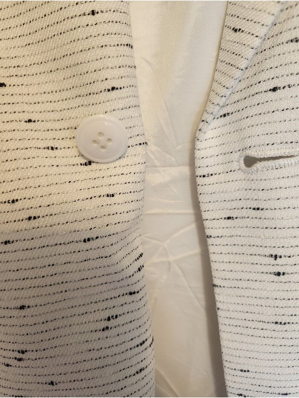 VINTAGE LE SUIT WARM WHITE TEXTURED WRAP BLAZER TIE WAIST JACKET 12 CAREER - Picture 10 of 11